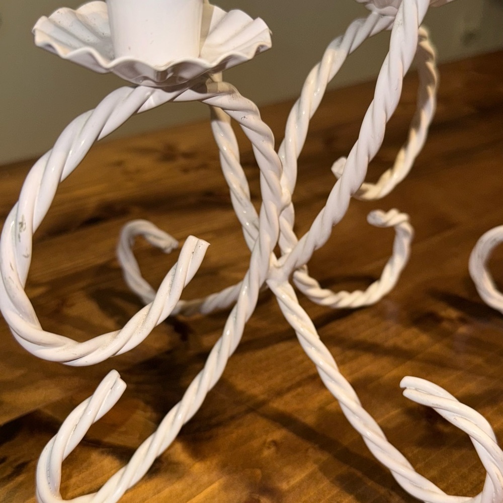 Vintage Home Interiors white metal candle holders (late 1980s–early 1990s era) - Picture 3 of 4